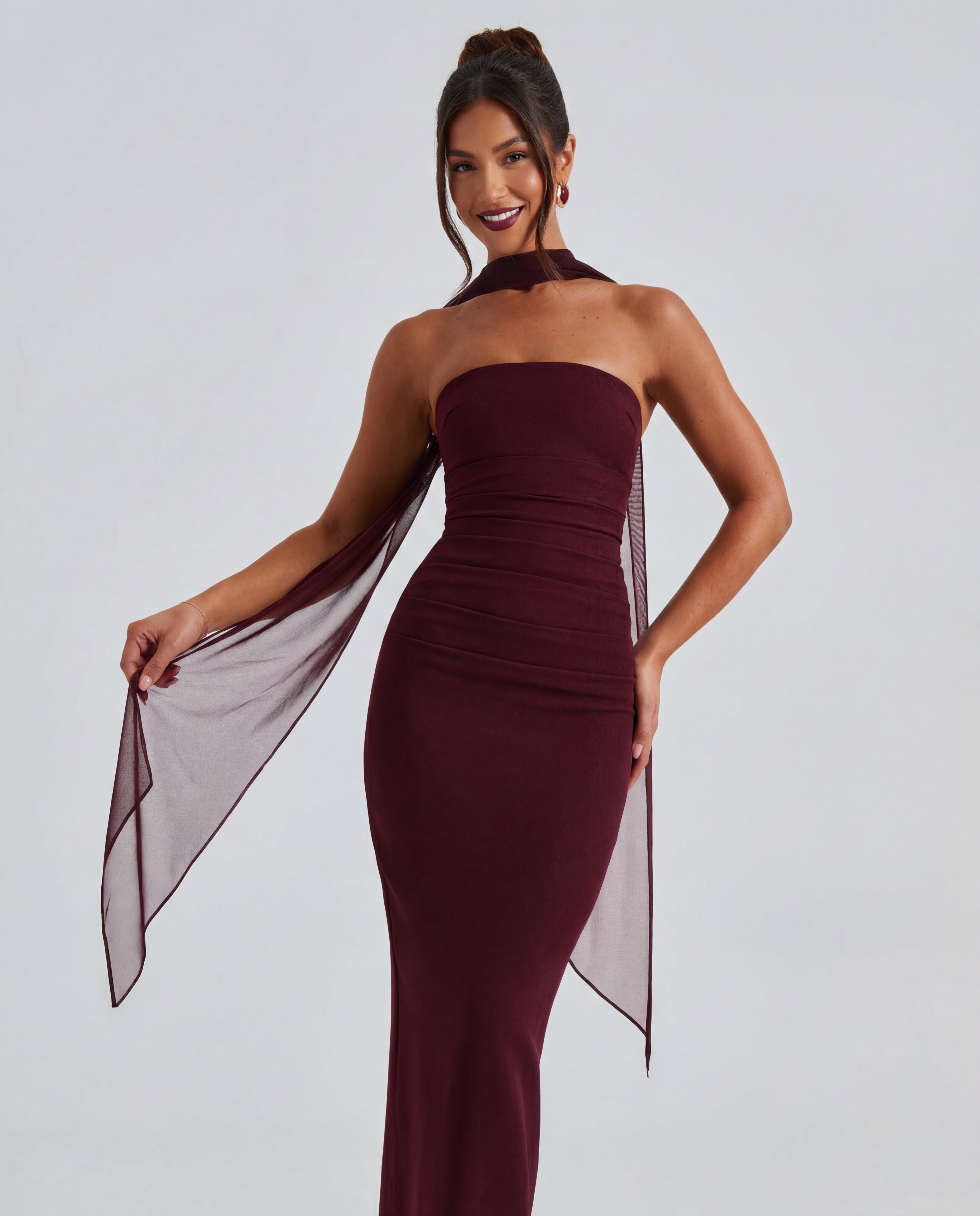 Non-Stretch Crepe Strapless Maxi Dress Women UK – Evening Gown, Cocktail Event