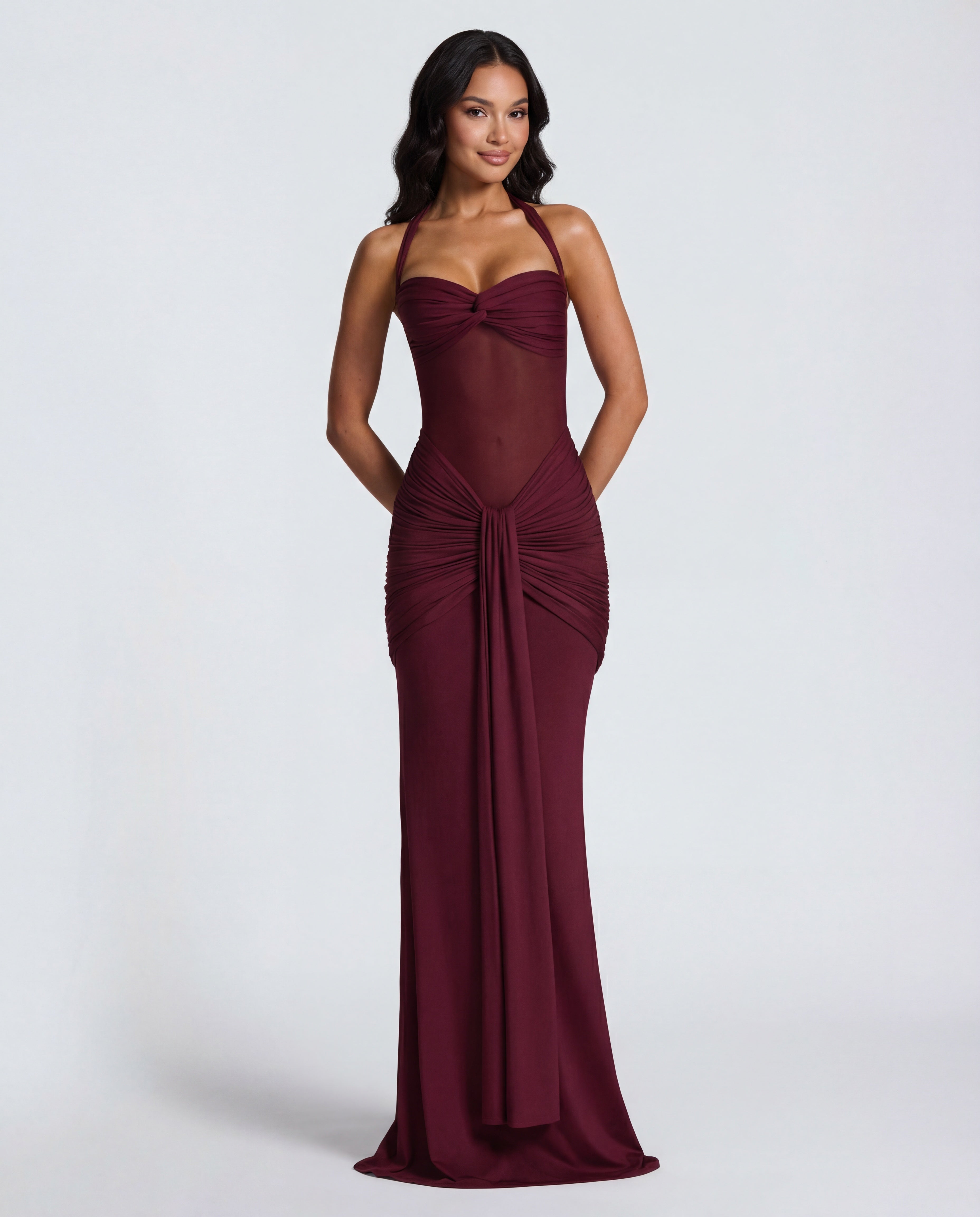 Yellow Ruched Maxi Dress Women UK – Summer Evening Wear, Wedding Guest