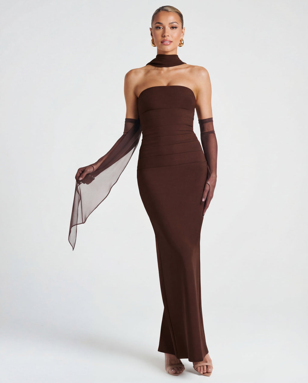 Non-Stretch Crepe Strapless Maxi Dress Women UK – Evening Gown, Cocktail Event