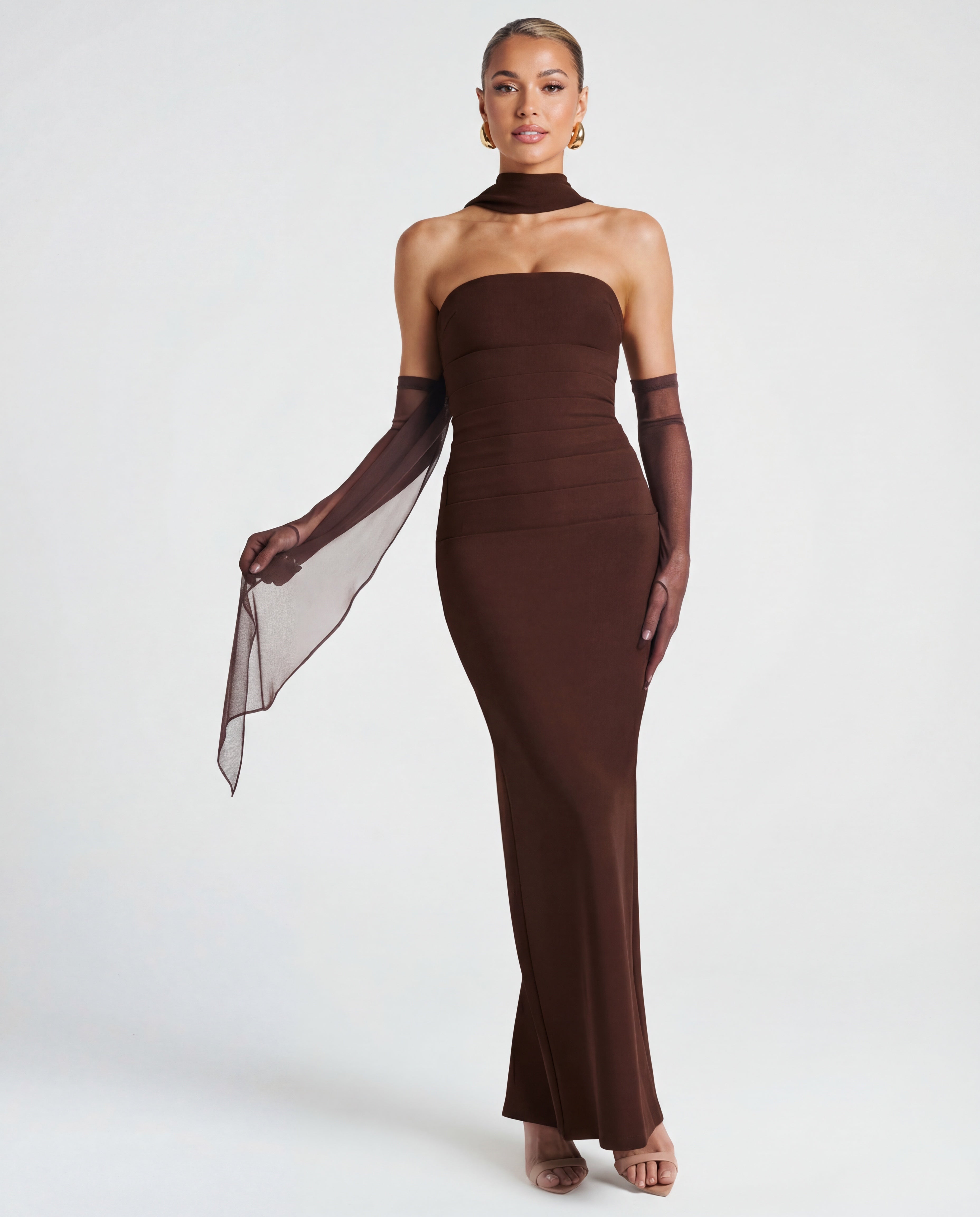 Non-Stretch Crepe Strapless Maxi Dress Women UK – Evening Gown, Cocktail Event