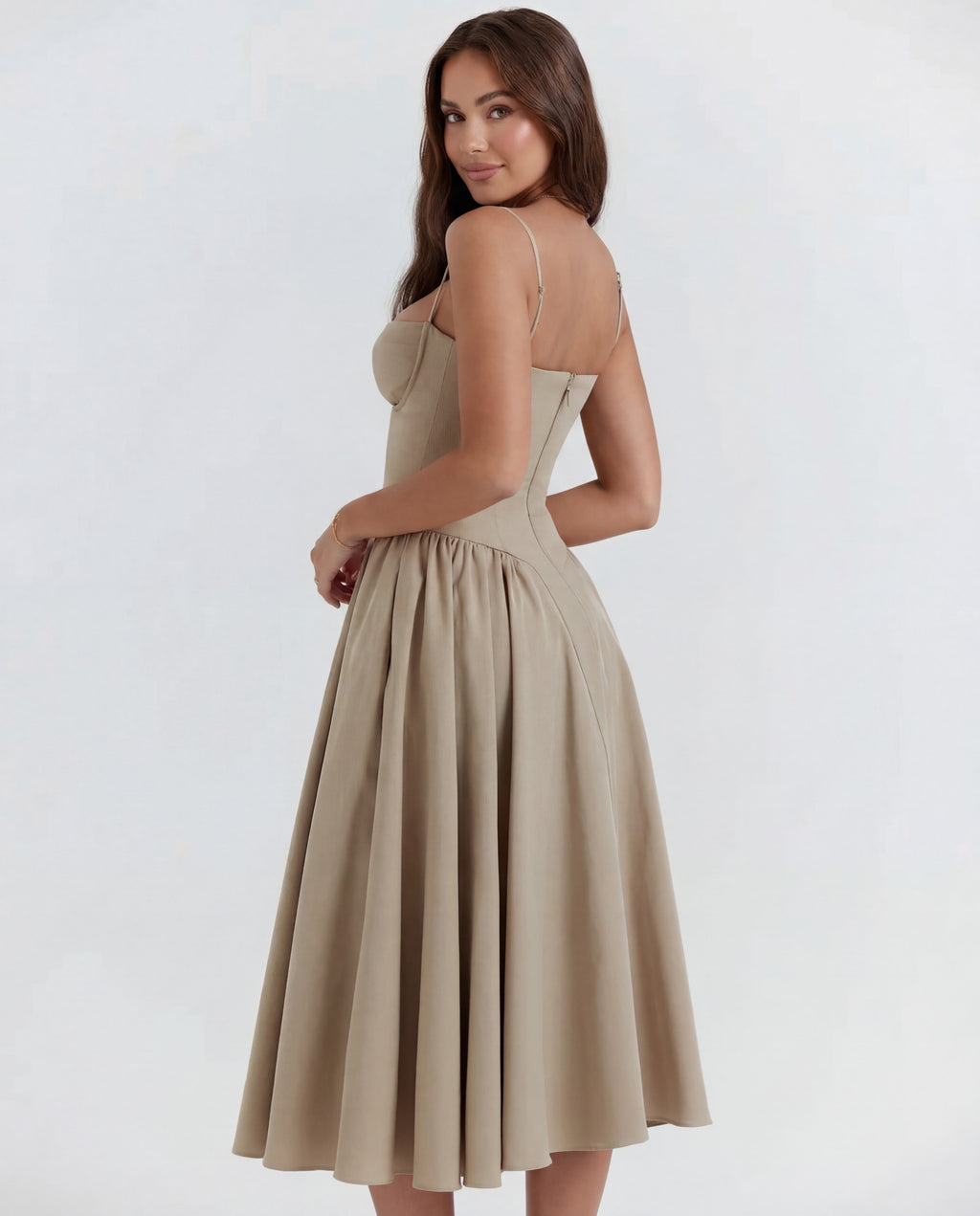 Underwired Sweetheart Neckline Midi Dress Women UK – Wedding Guest Cocktail Evening Gown, Garden Party