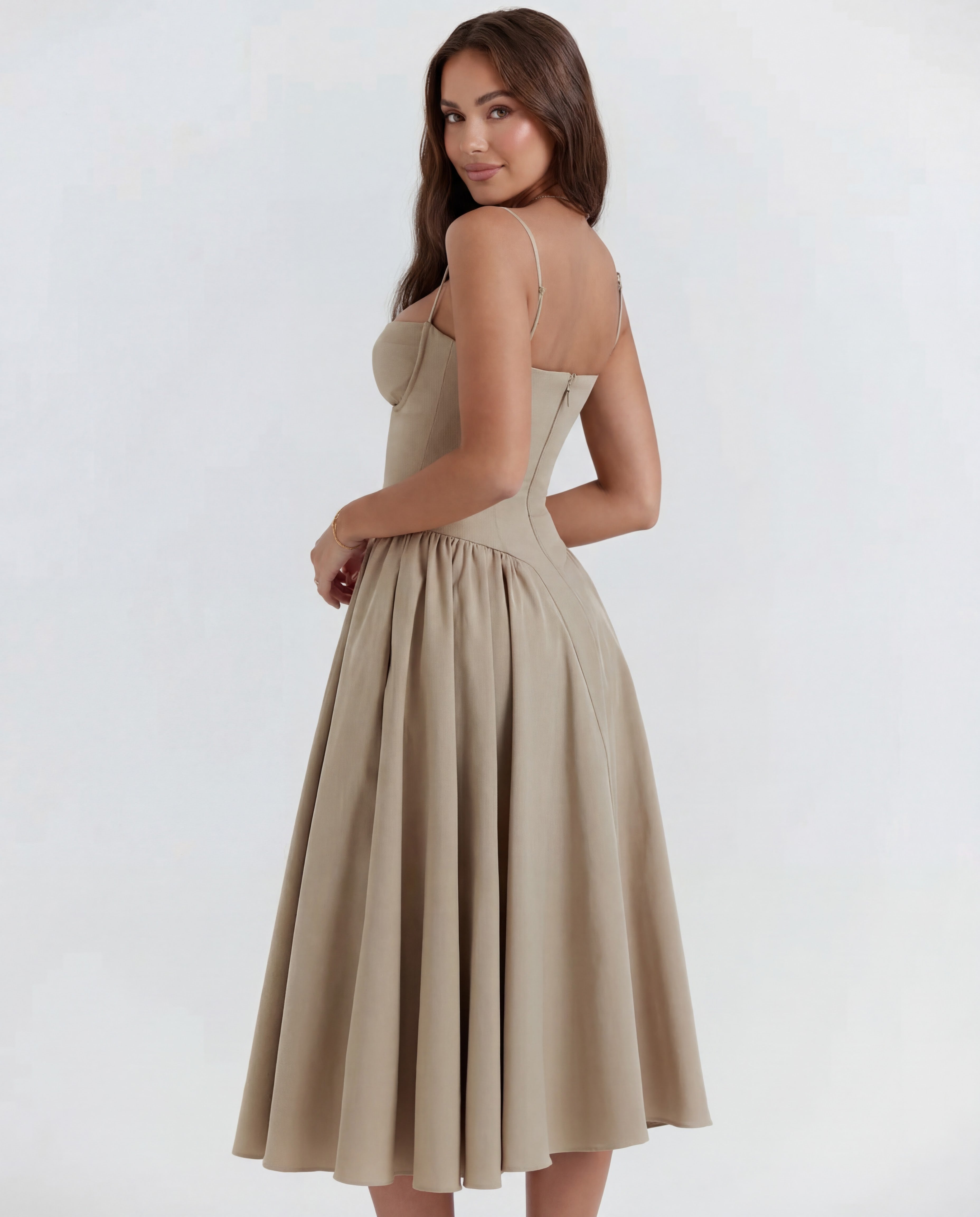 Underwired Sweetheart Neckline Midi Dress Women UK – Wedding Guest Cocktail Evening Gown, Garden Party