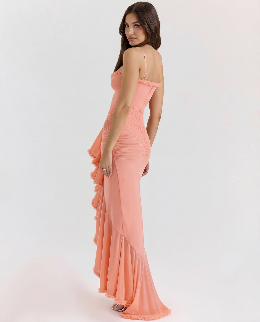 Cascading Ruffle Maxi Dress Women UK – Wedding Guest Evening Gown, Formal Occasion