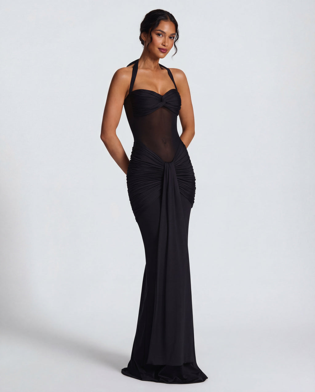Yellow Ruched Maxi Dress Women UK – Summer Evening Wear, Wedding Guest