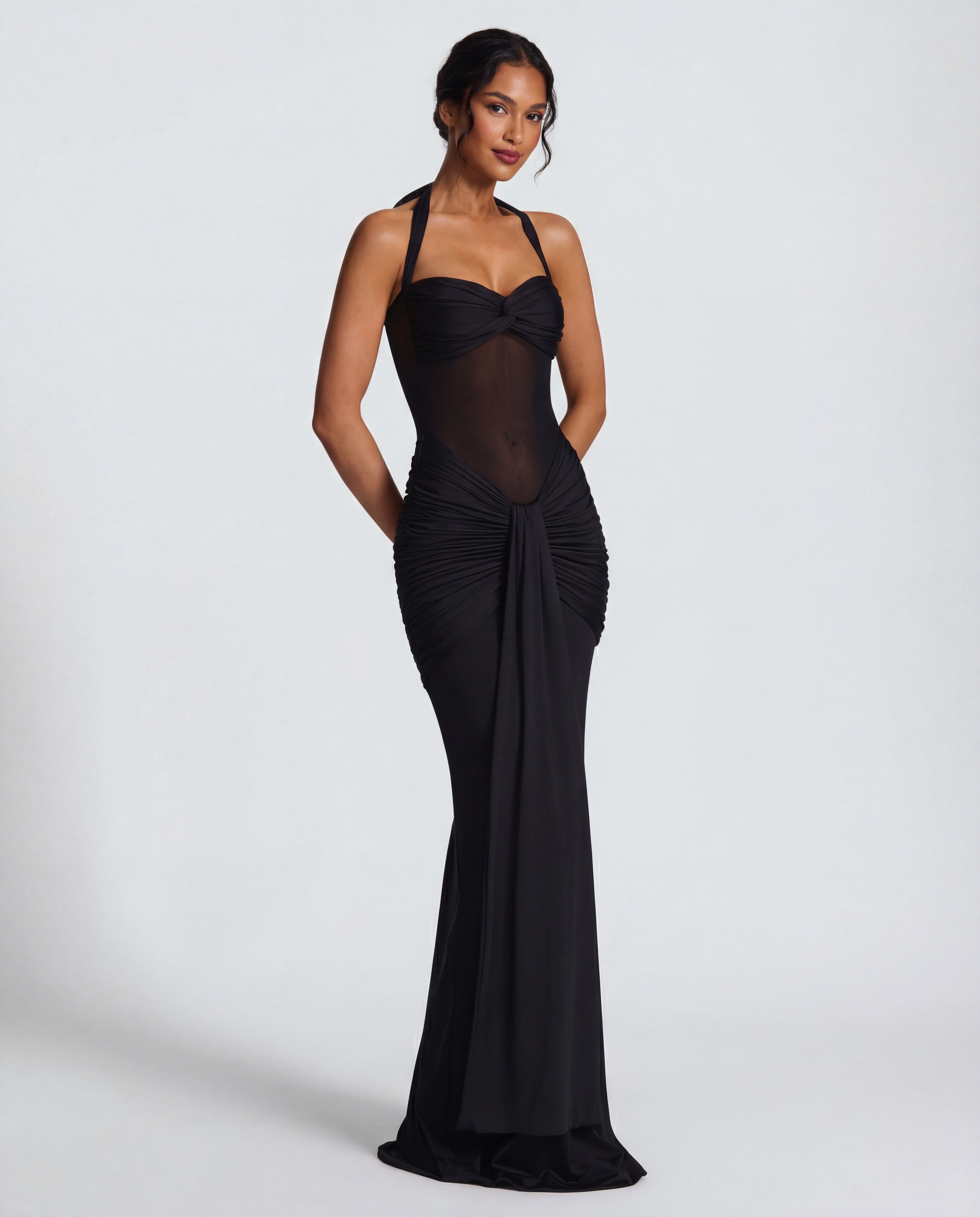 Yellow Ruched Maxi Dress Women UK – Summer Evening Wear, Wedding Guest