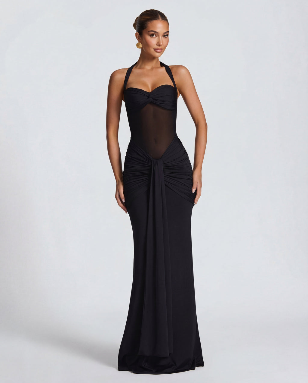 Yellow Ruched Maxi Dress Women UK – Summer Evening Wear, Wedding Guest