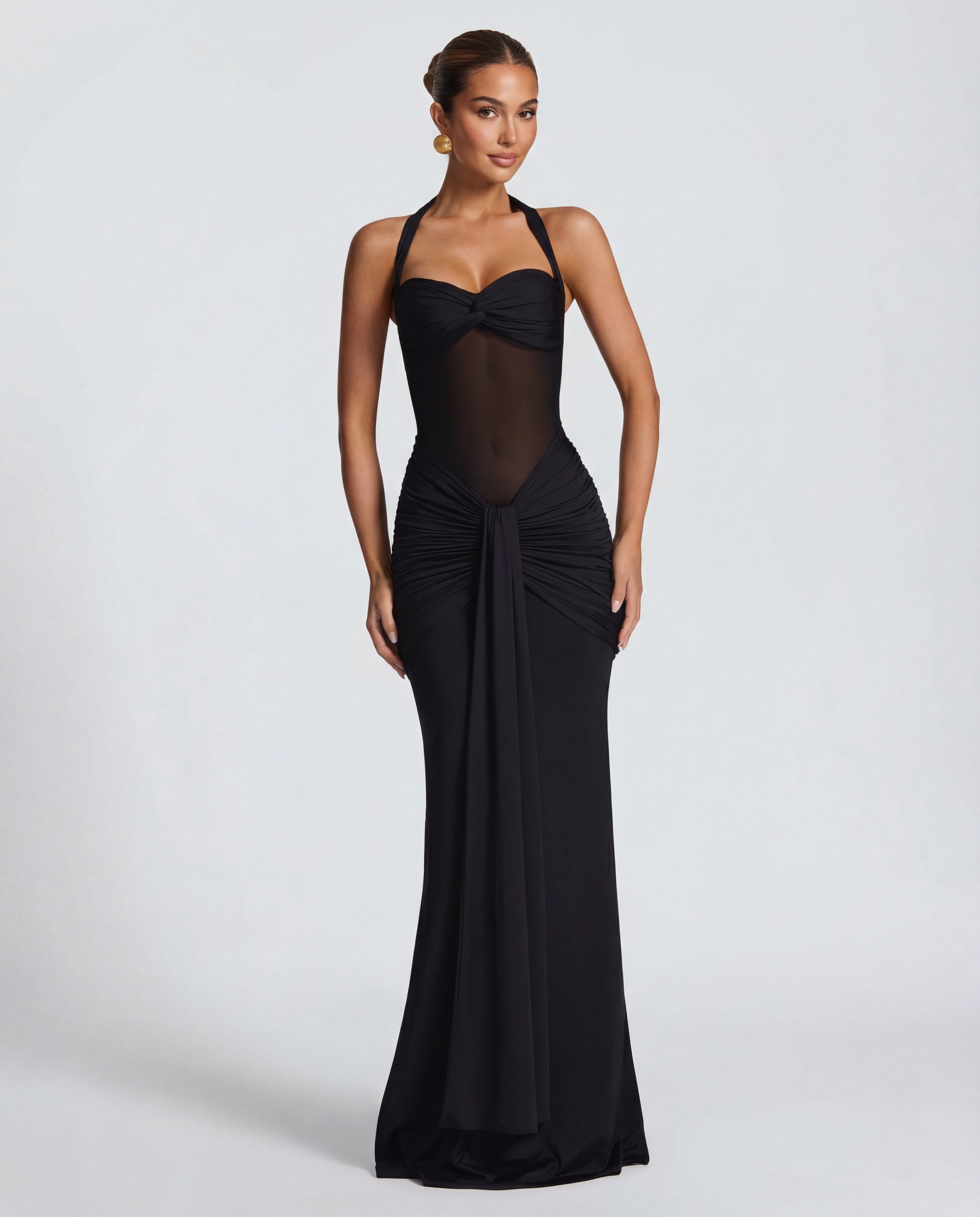 Yellow Ruched Maxi Dress Women UK – Summer Evening Wear, Wedding Guest