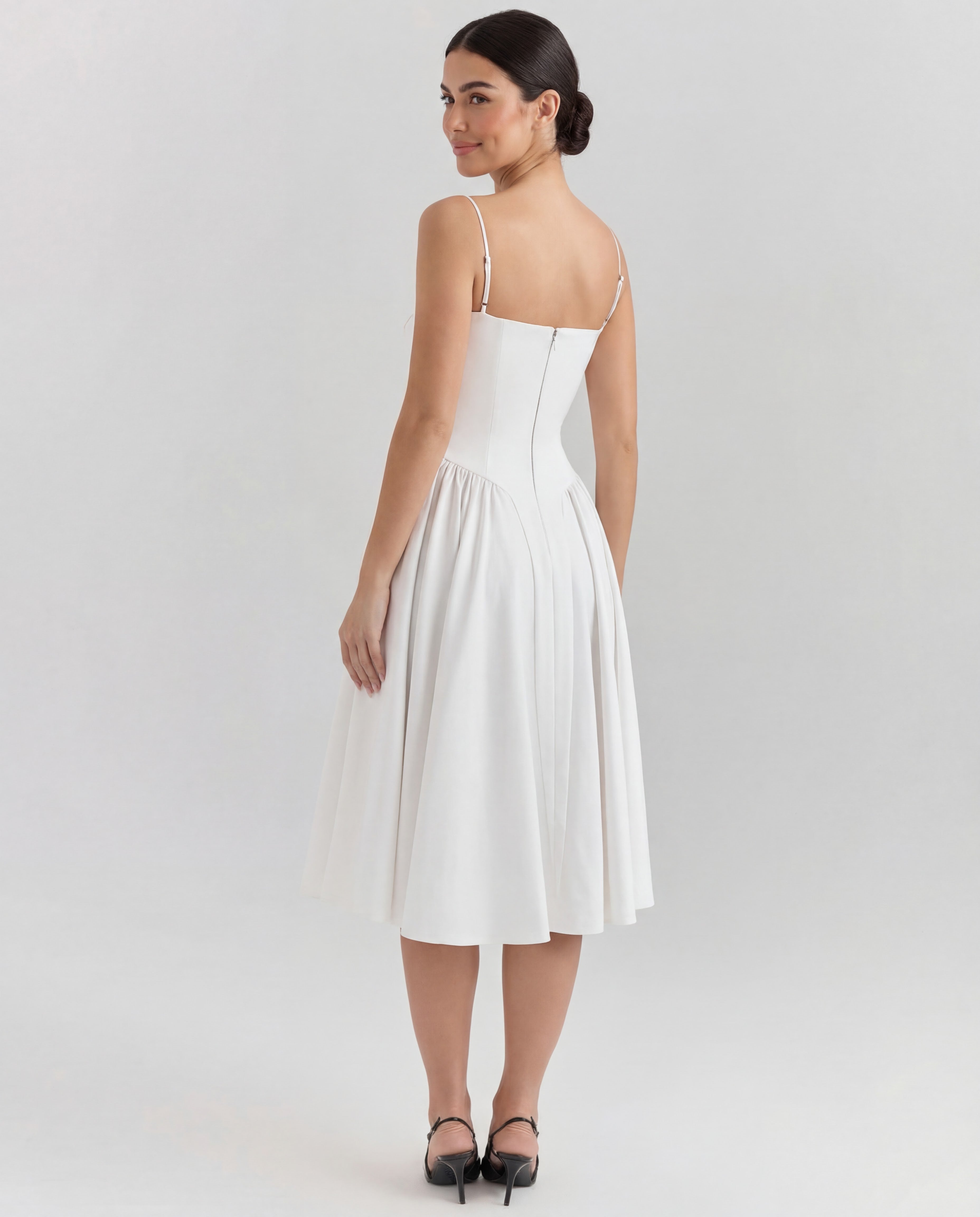 Underwired Sweetheart Neckline Midi Dress Women UK – Wedding Guest Cocktail Evening Gown, Garden Party