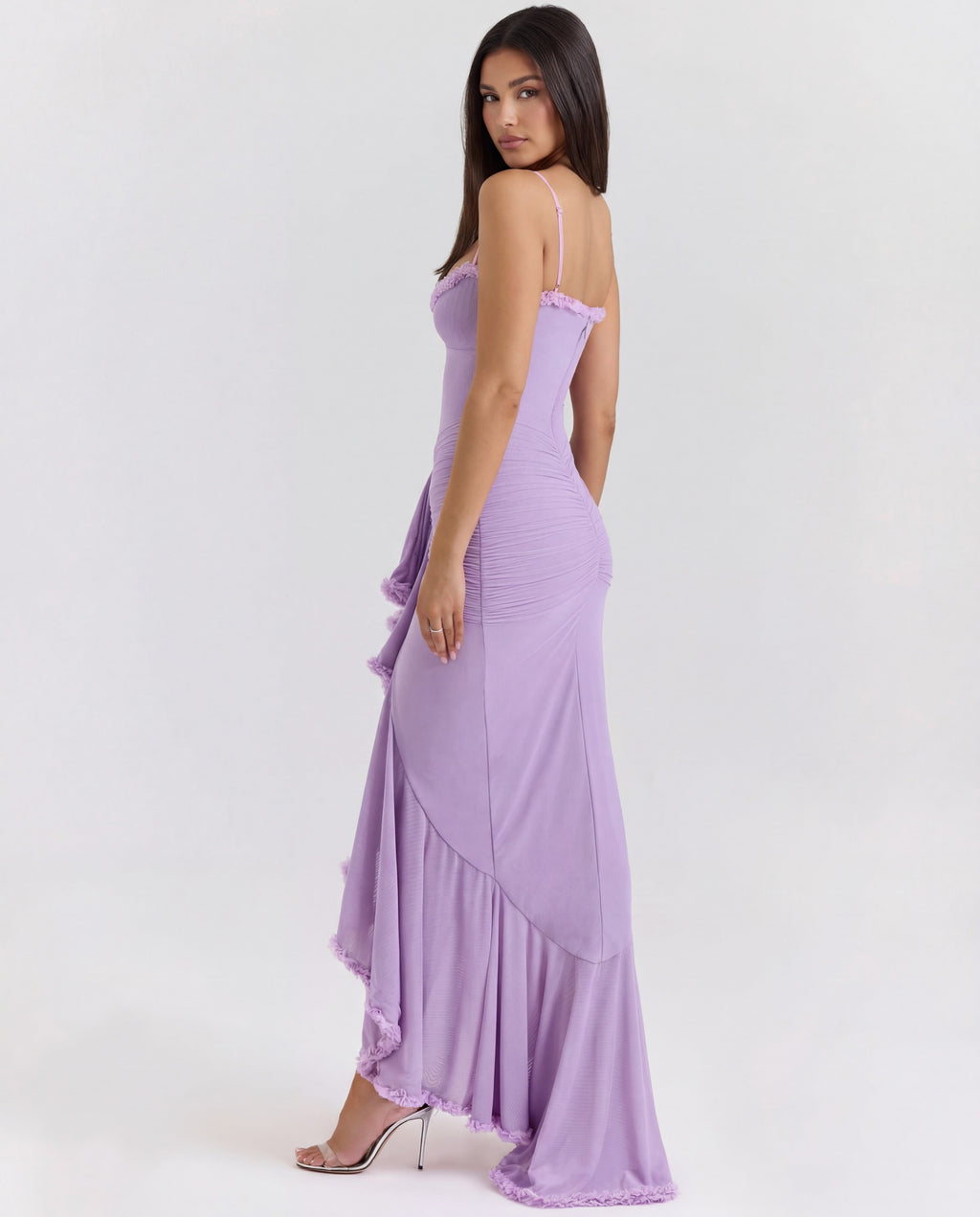 Cascading Ruffle Maxi Dress Women UK – Wedding Guest Evening Gown, Formal Occasion