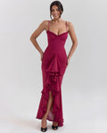 Cascading Ruffle Maxi Dress Women UK – Wedding Guest Evening Gown, Formal Occasion