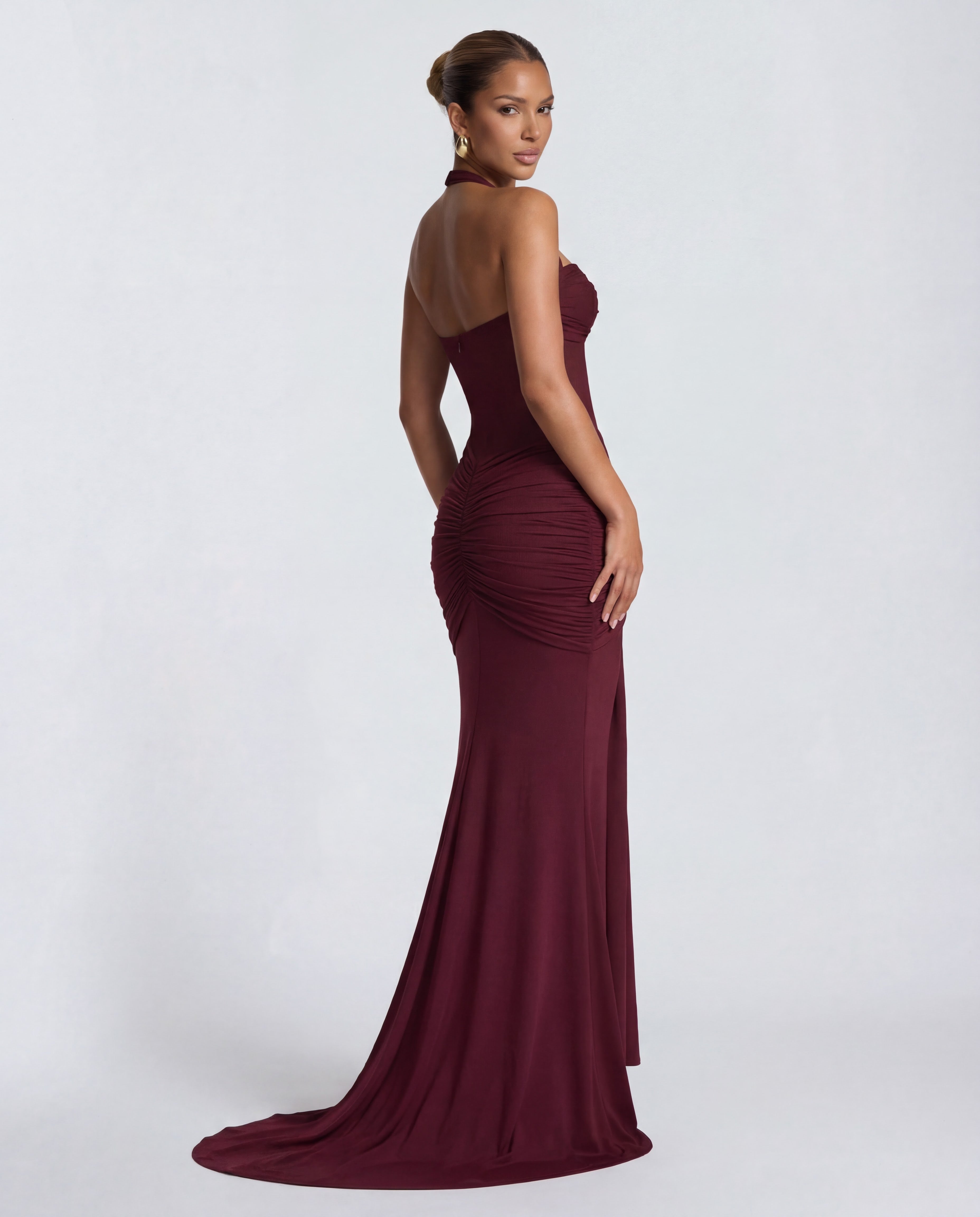 Sheer Mesh Twisted Bust Maxi Dress Women UK – Evening Gown, Wedding Guest