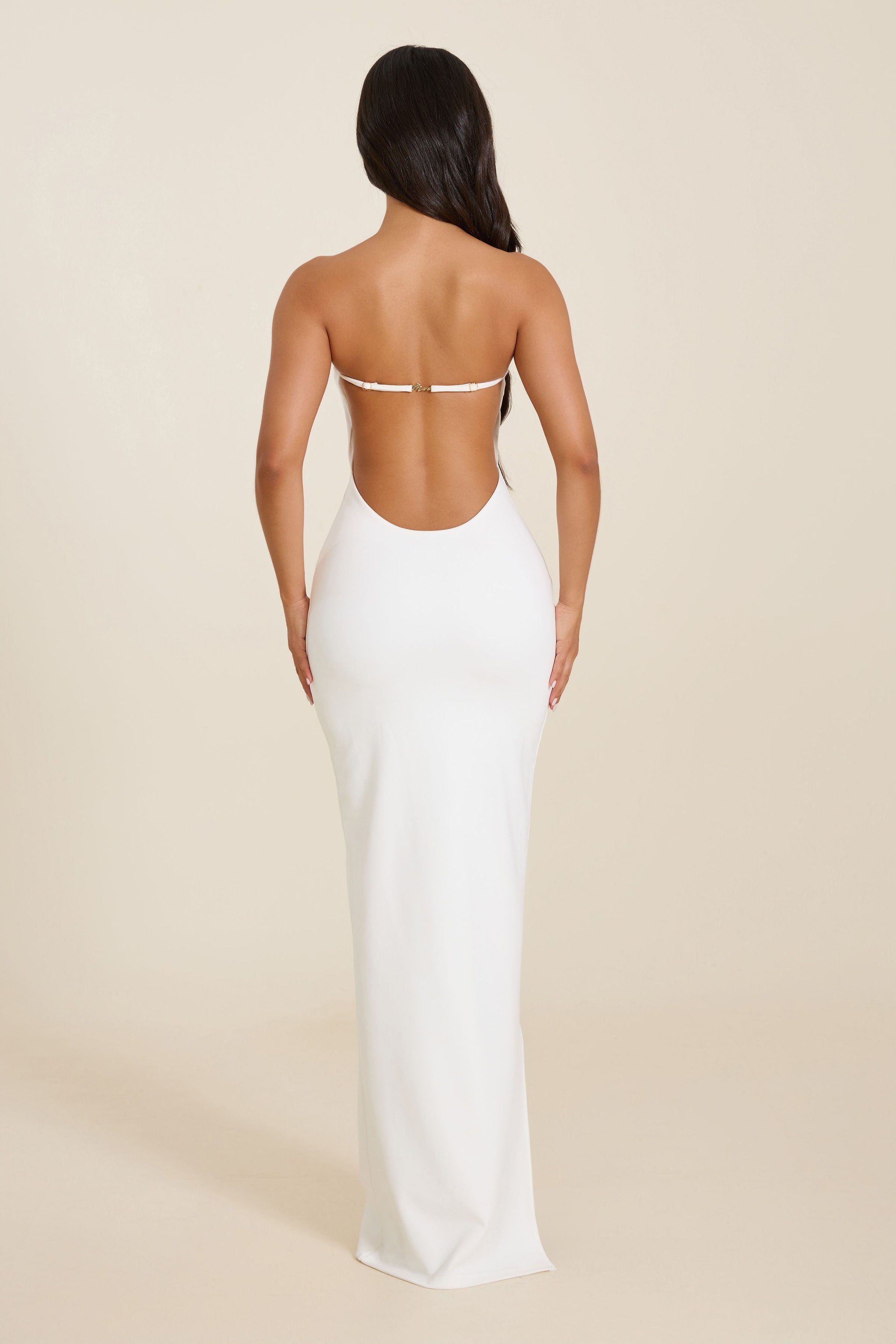 White Knit Strapless Maxi Dress UK – Formal Occasion Evening Gown, Wedding Guest