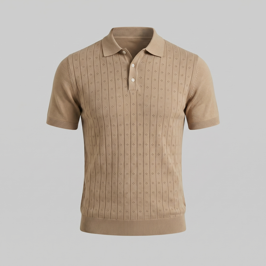 Men's Casual Polo Shirt - Short-Sleeved Cotton Blend for Everyday Wear