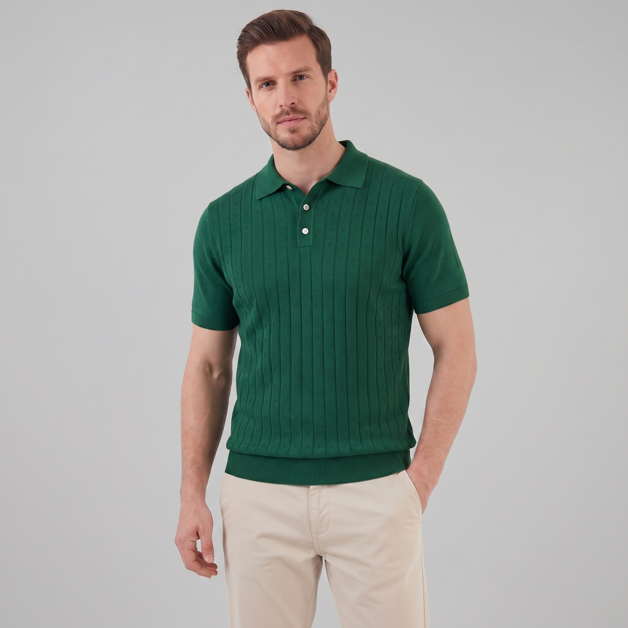 Men's Casual Polo Shirt - Short-Sleeved Cotton Blend for Everyday Wear