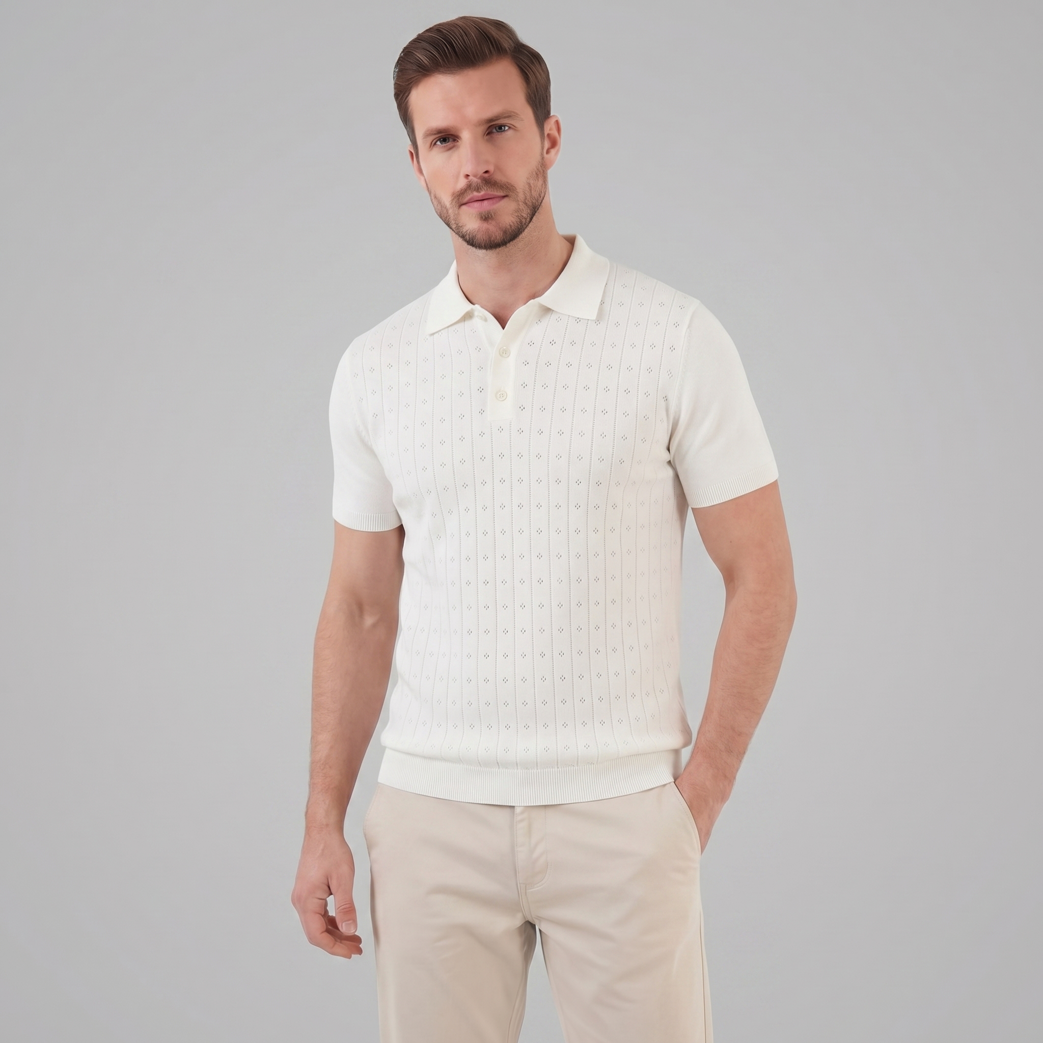 Men's Casual Polo Shirt - Short-Sleeved Cotton Blend for Everyday Wear