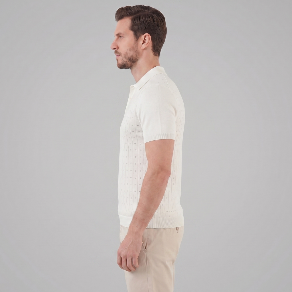 Men's Casual Polo Shirt - Short-Sleeved Cotton Blend for Everyday Wear