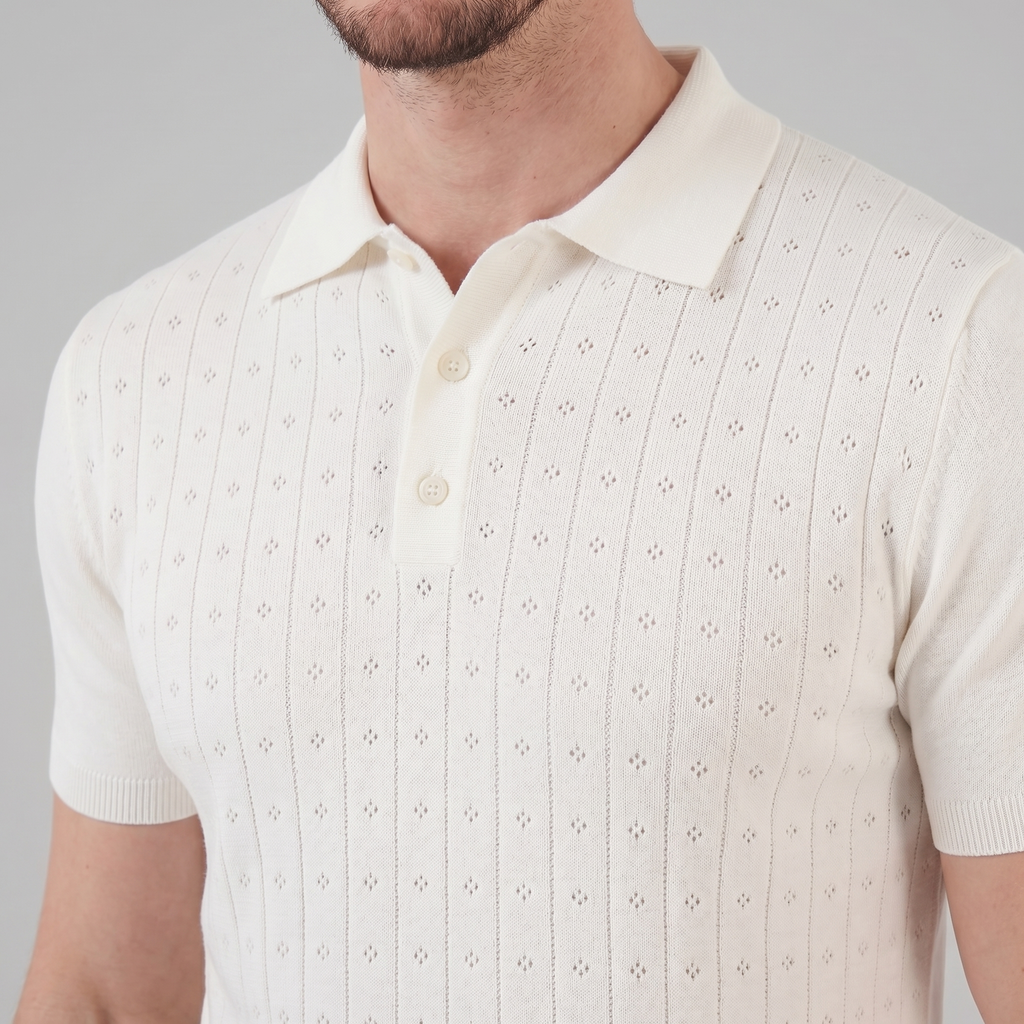 Men's Casual Polo Shirt - Short-Sleeved Cotton Blend for Everyday Wear