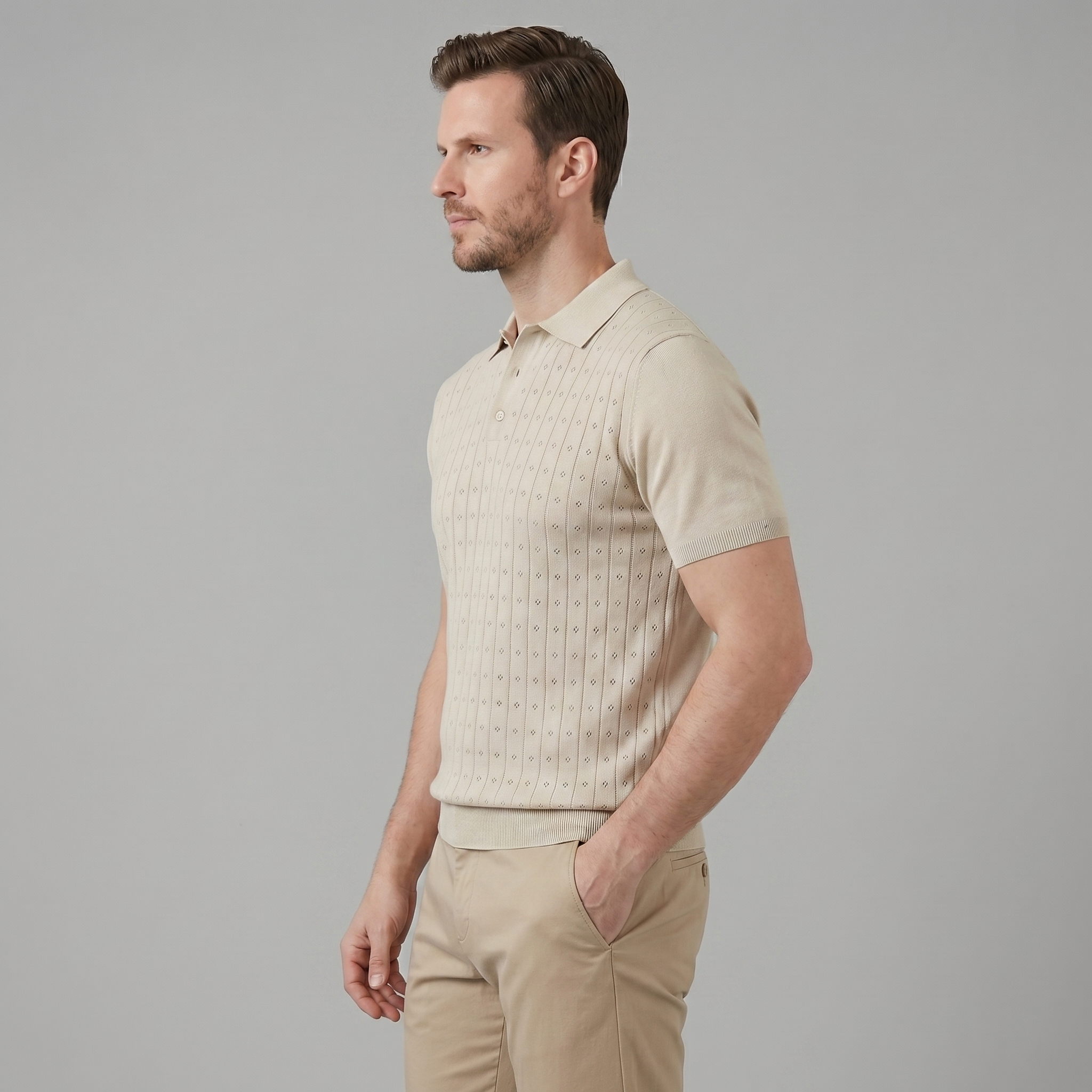 Men's Casual Polo Shirt - Short-Sleeved Cotton Blend for Everyday Wear