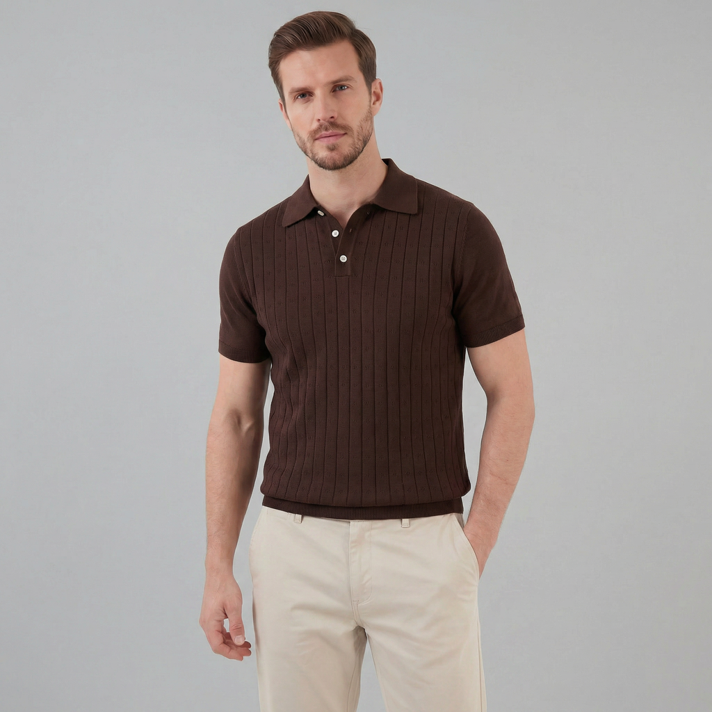 Men's Casual Polo Shirt - Short-Sleeved Cotton Blend for Everyday Wear