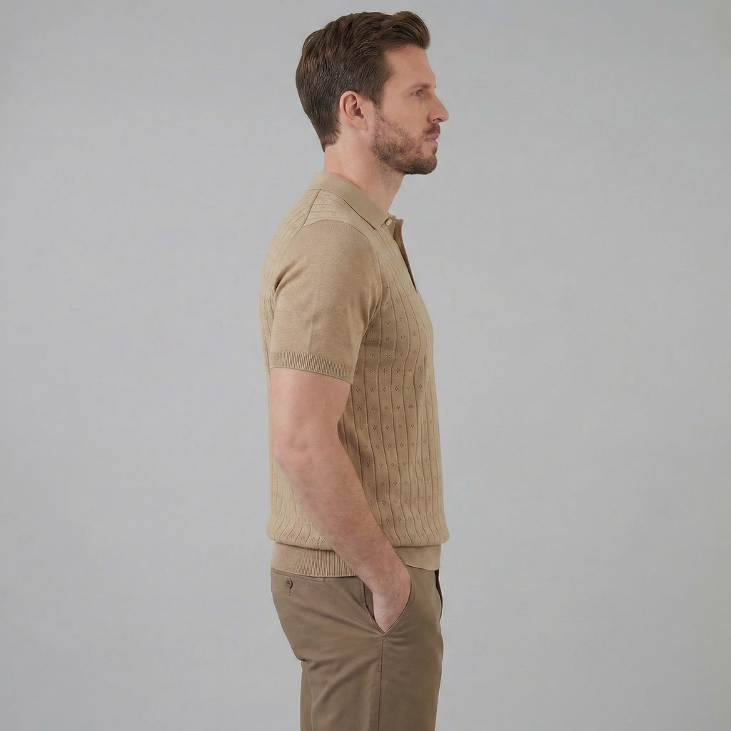 Men's Casual Polo Shirt - Short-Sleeved Cotton Blend for Everyday Wear