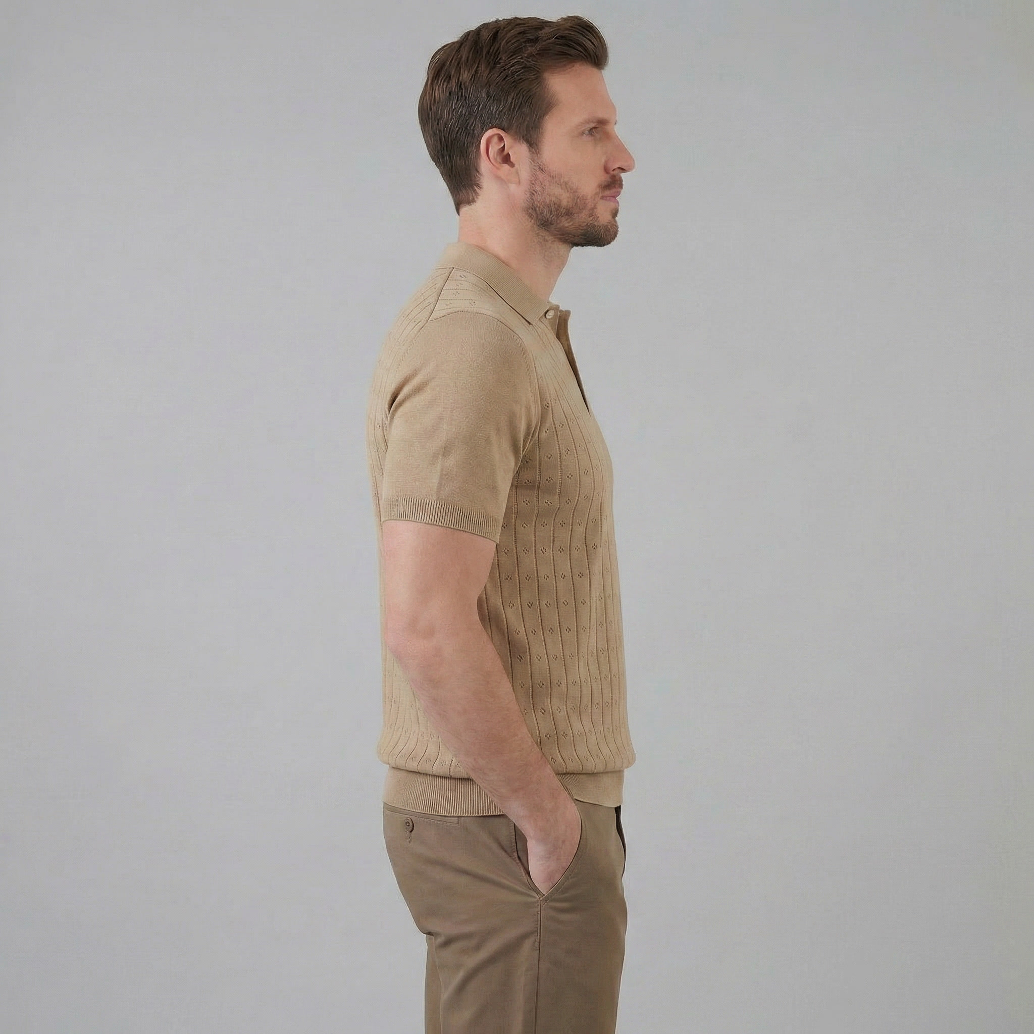 Men's Casual Polo Shirt - Short-Sleeved Cotton Blend for Everyday Wear