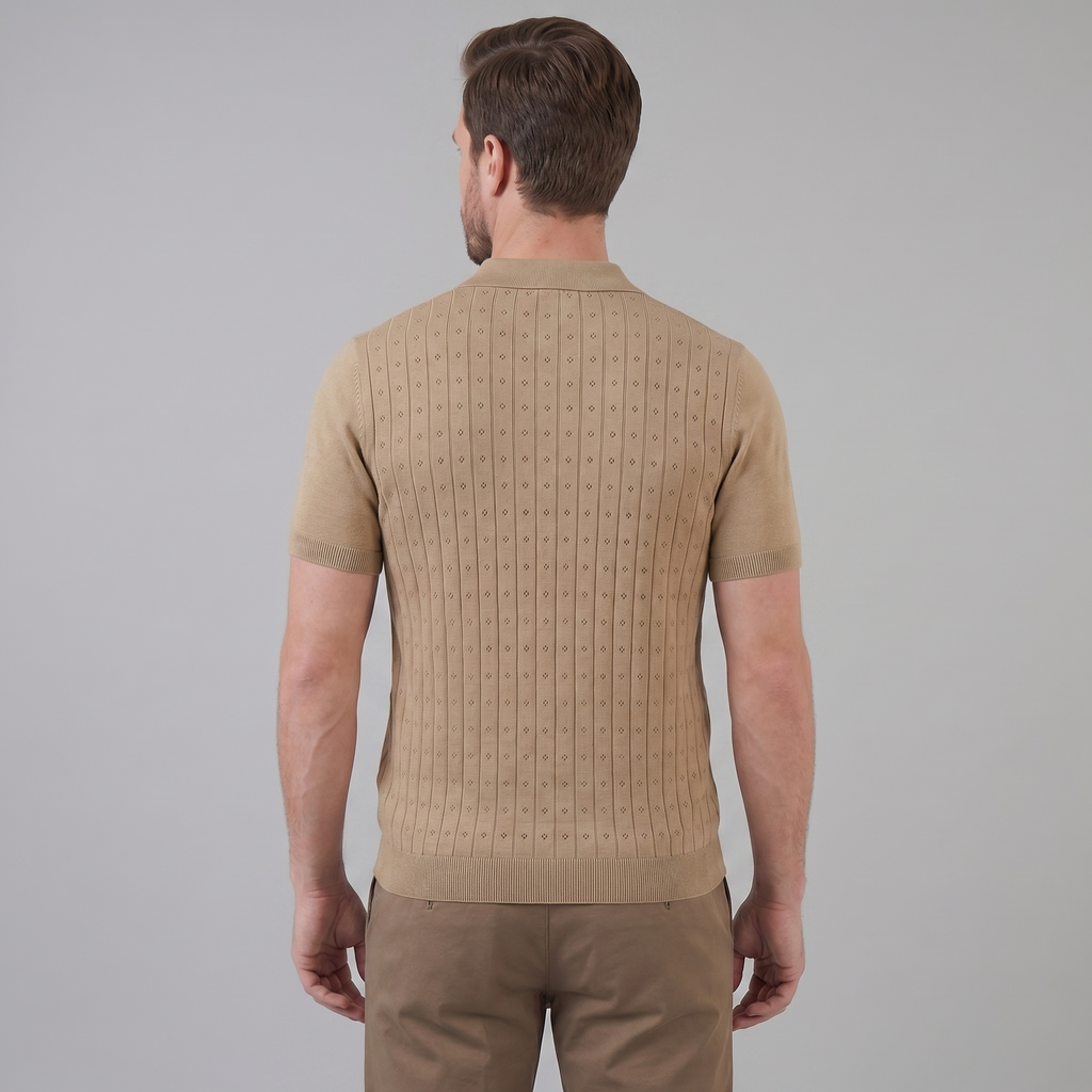 Men's Casual Polo Shirt - Short-Sleeved Cotton Blend for Everyday Wear