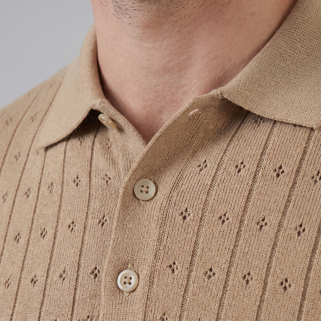 Men's Casual Polo Shirt - Short-Sleeved Cotton Blend for Everyday Wear