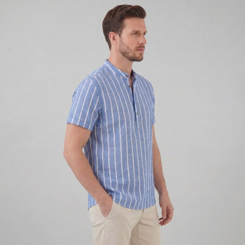 Men's Casual Stripe Shirt - Lightweight Cotton for Everyday Wear