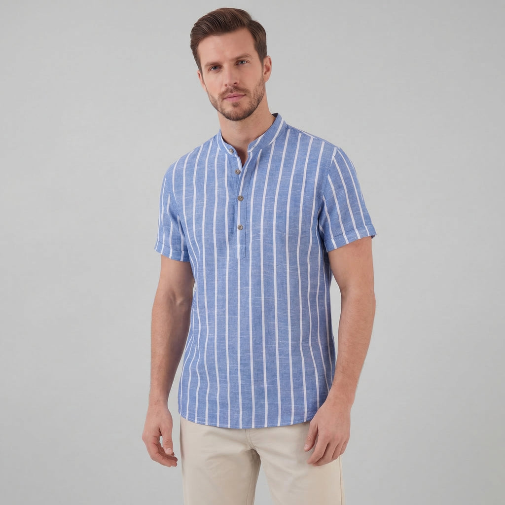 Men's Casual Stripe Shirt - Lightweight Cotton for Everyday Wear