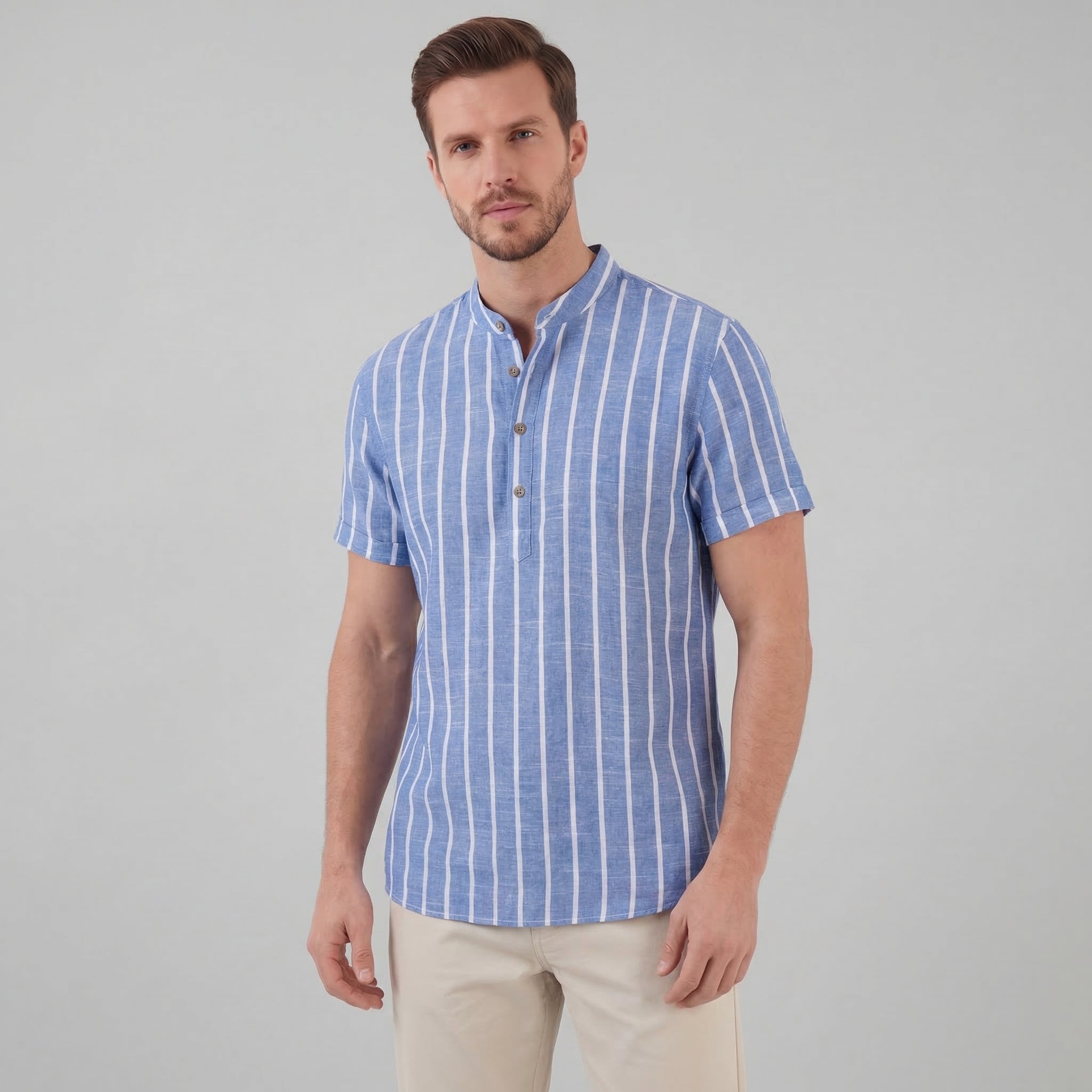 Men's Casual Stripe Shirt - Lightweight Cotton for Everyday Wear