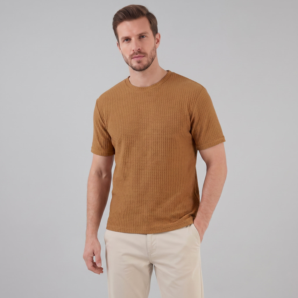 Men's Casual Structured Cotton T-Shirt for Summer Wear