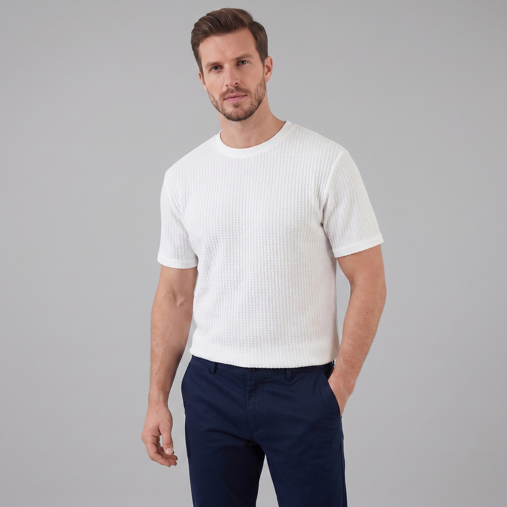 Men's Casual Structured Cotton T-Shirt for Summer Wear