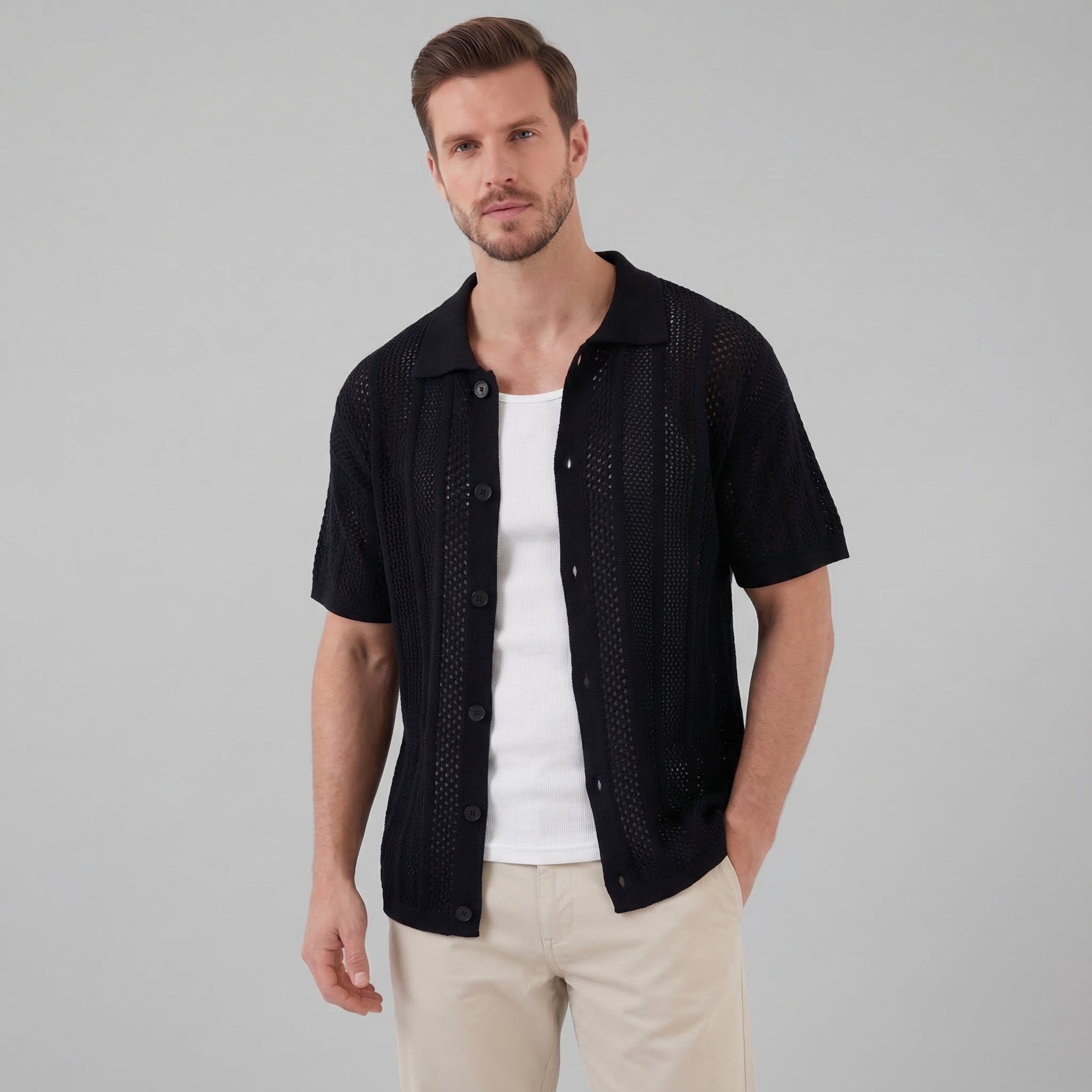 Men's Casual Summer Shirt - Lightweight Cotton Short Sleeve Top