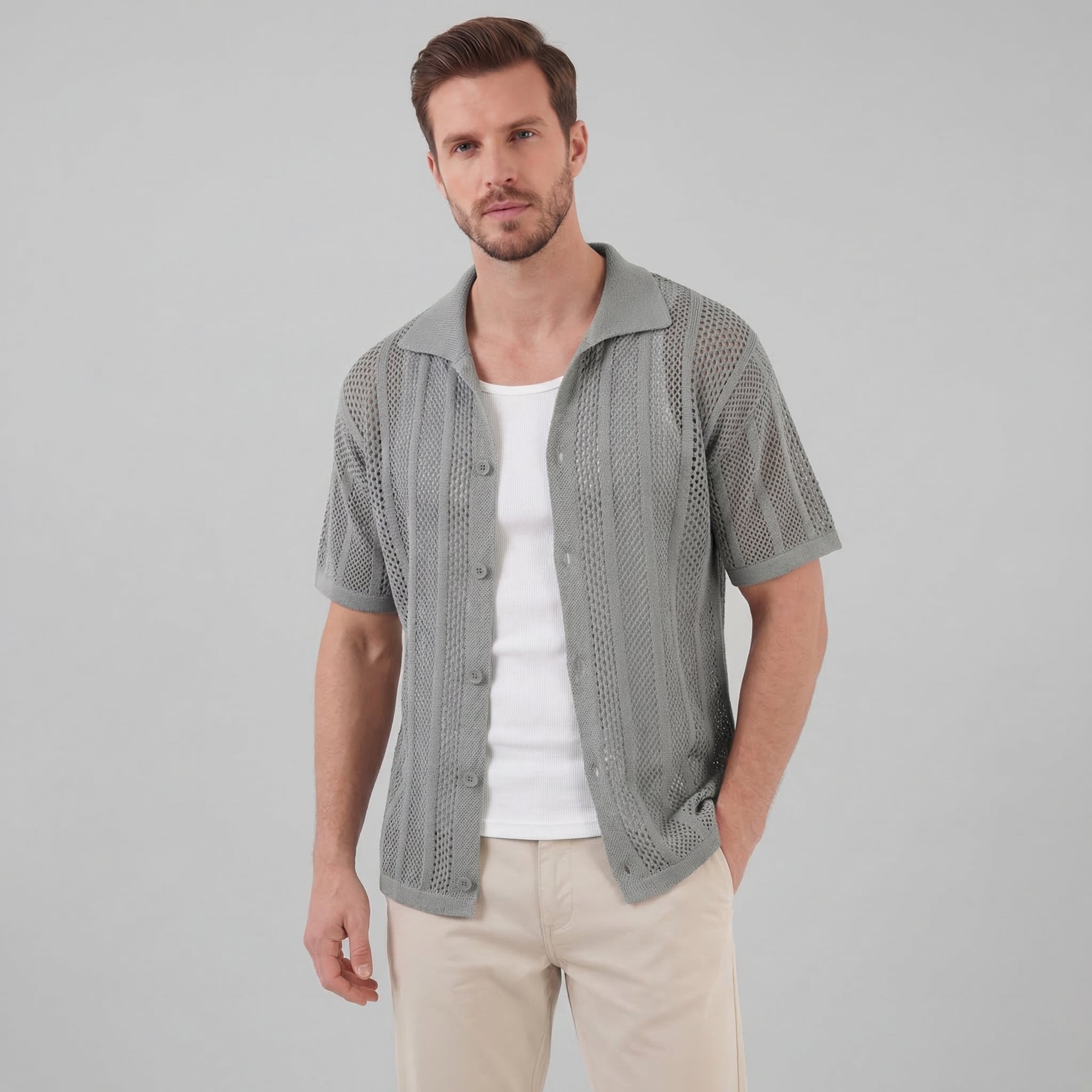 Men's Casual Summer Shirt - Lightweight Cotton Short Sleeve Top