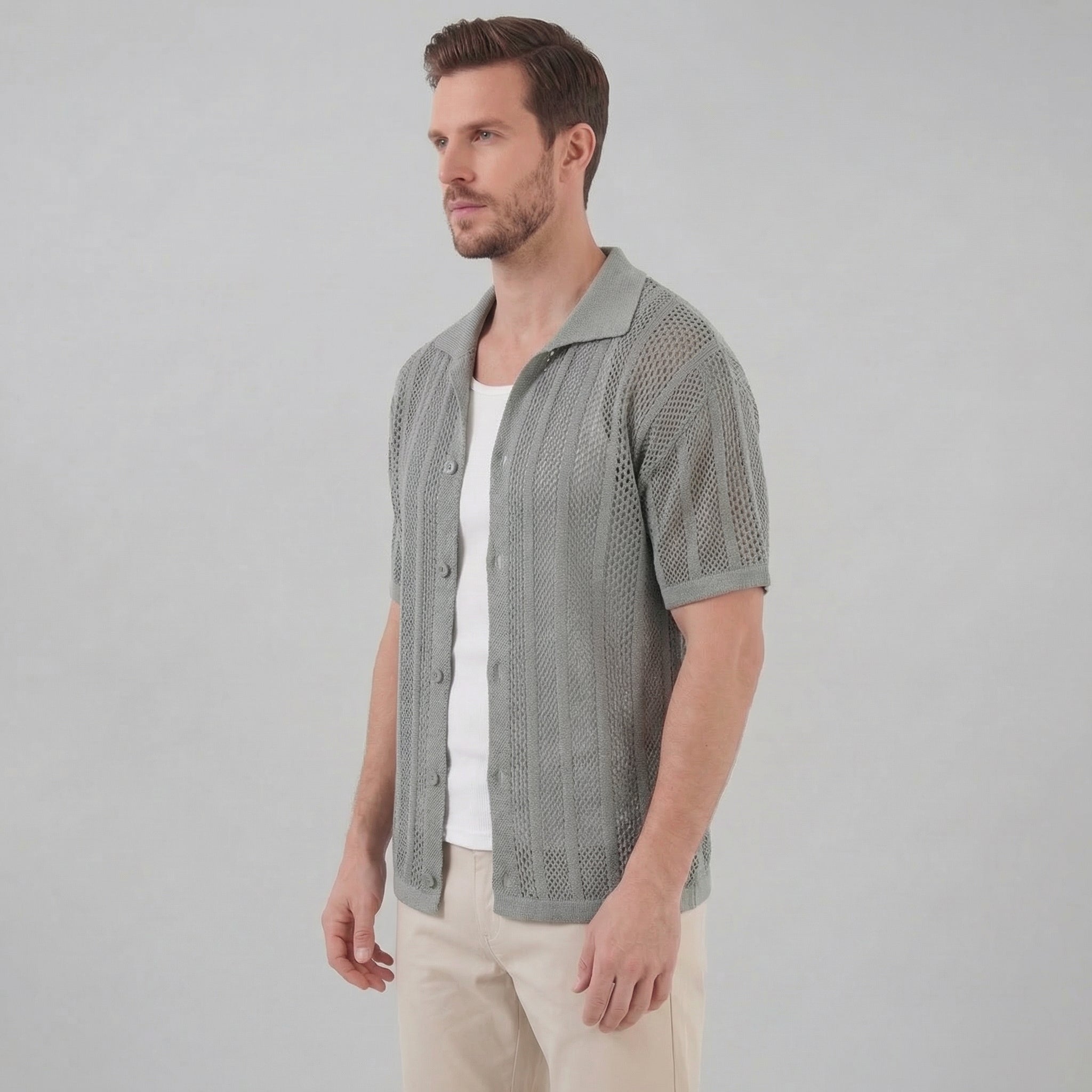 Men's Casual Summer Shirt - Lightweight Cotton Short Sleeve Top