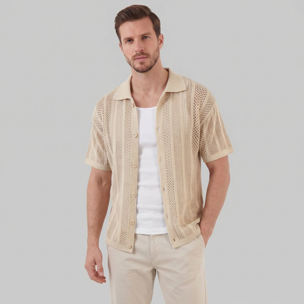 Men's Casual Summer Shirt - Lightweight Cotton Short Sleeve Top