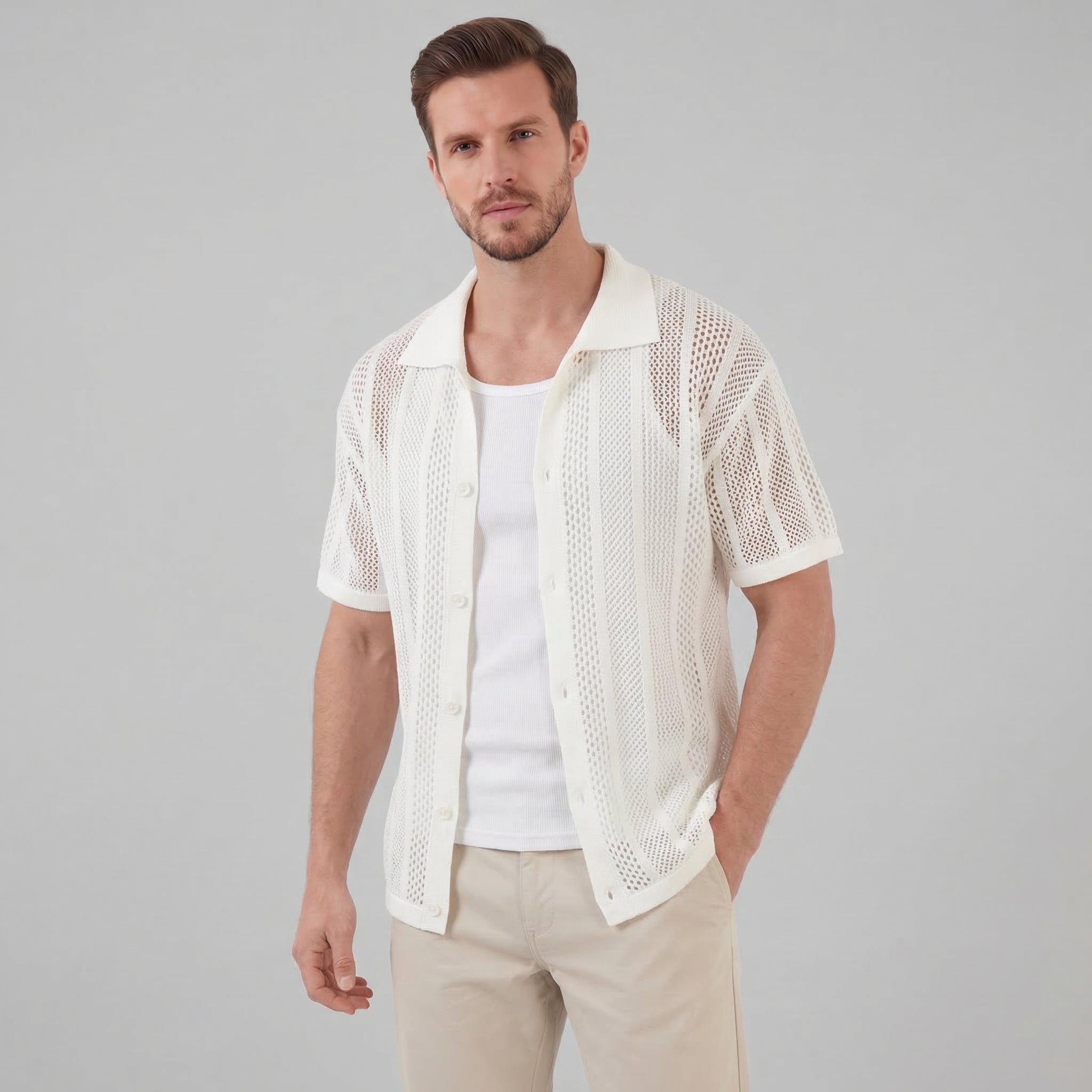 Men's Casual Summer Shirt - Lightweight Cotton Short Sleeve Top