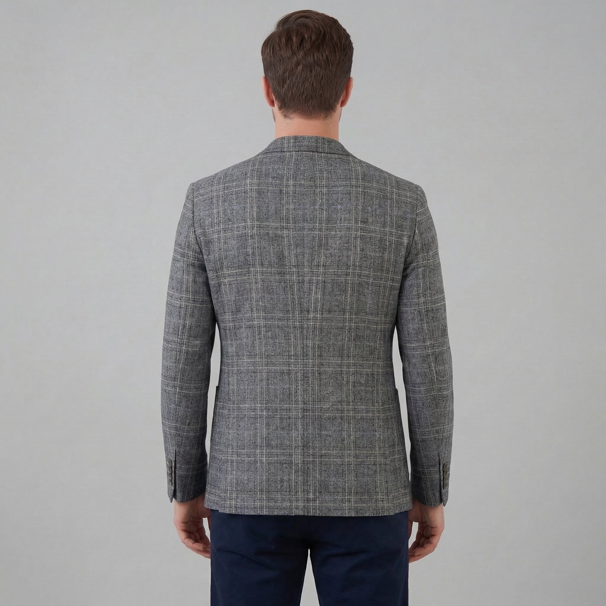 Men's Checked Blazer Jacket - Lightweight Fabric - Smart Casual Wear