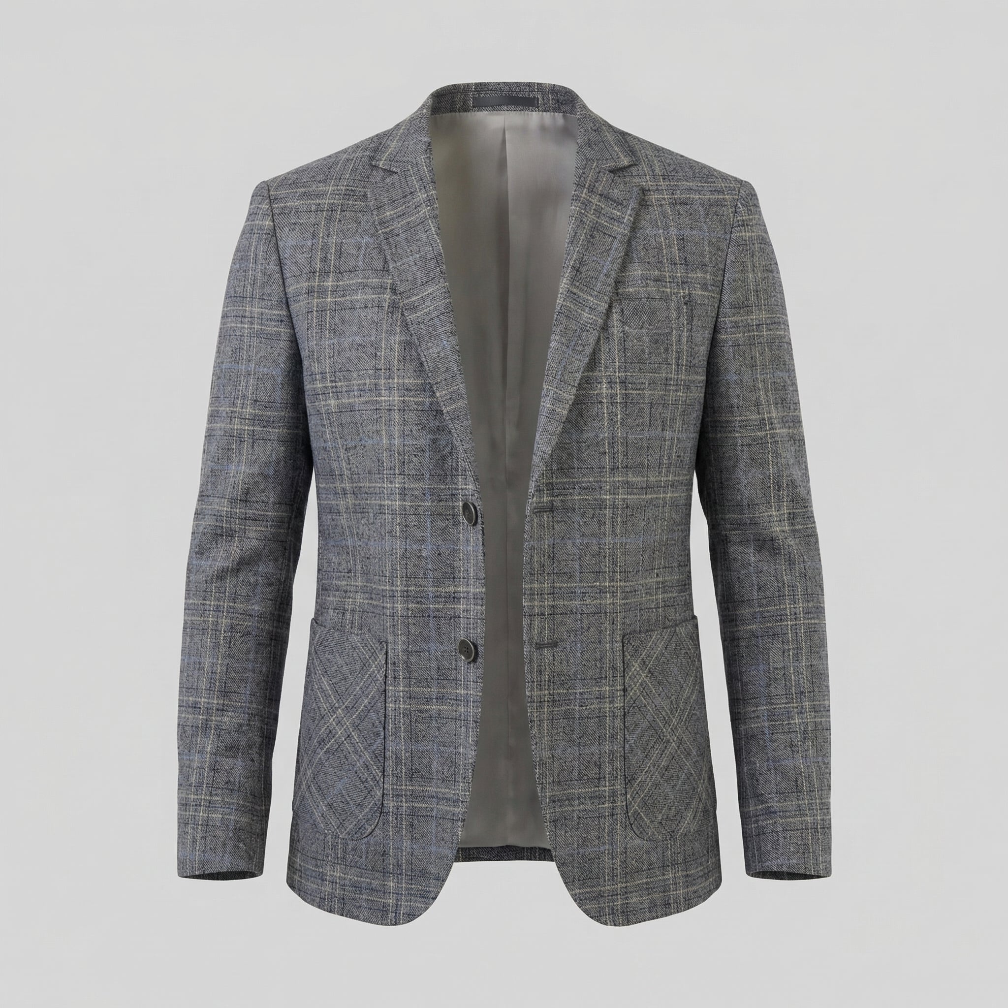 Men's Checked Blazer Jacket - Lightweight Fabric - Smart Casual Wear