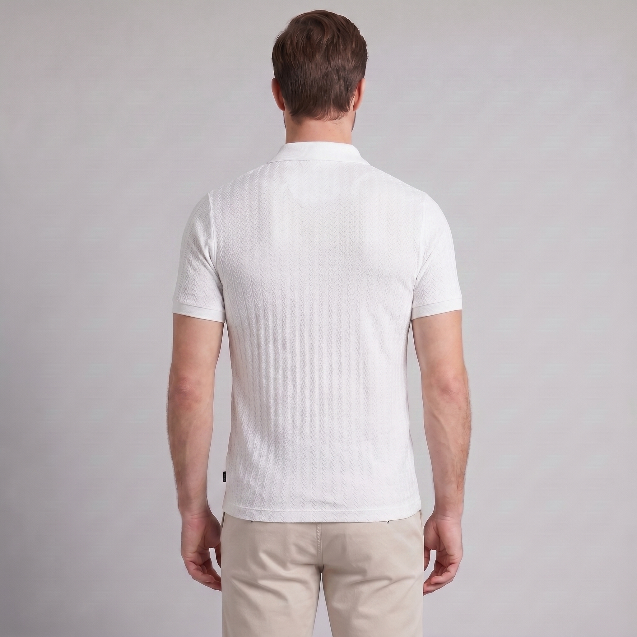 Men's Chevron Knit Polo Shirt - Comfortable Casual Wear for Everyday Style