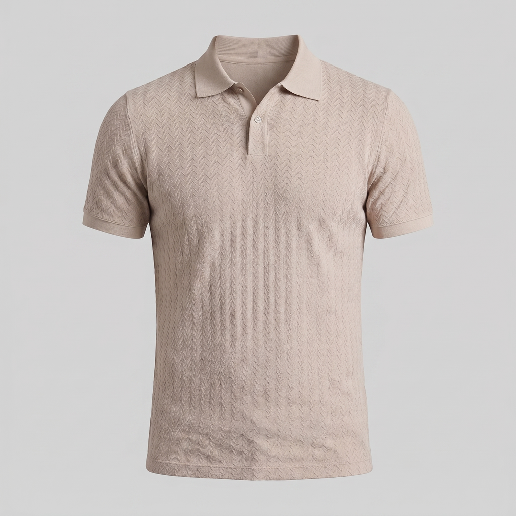 Men's Chevron Knit Polo Shirt - Comfortable Casual Wear for Everyday Style