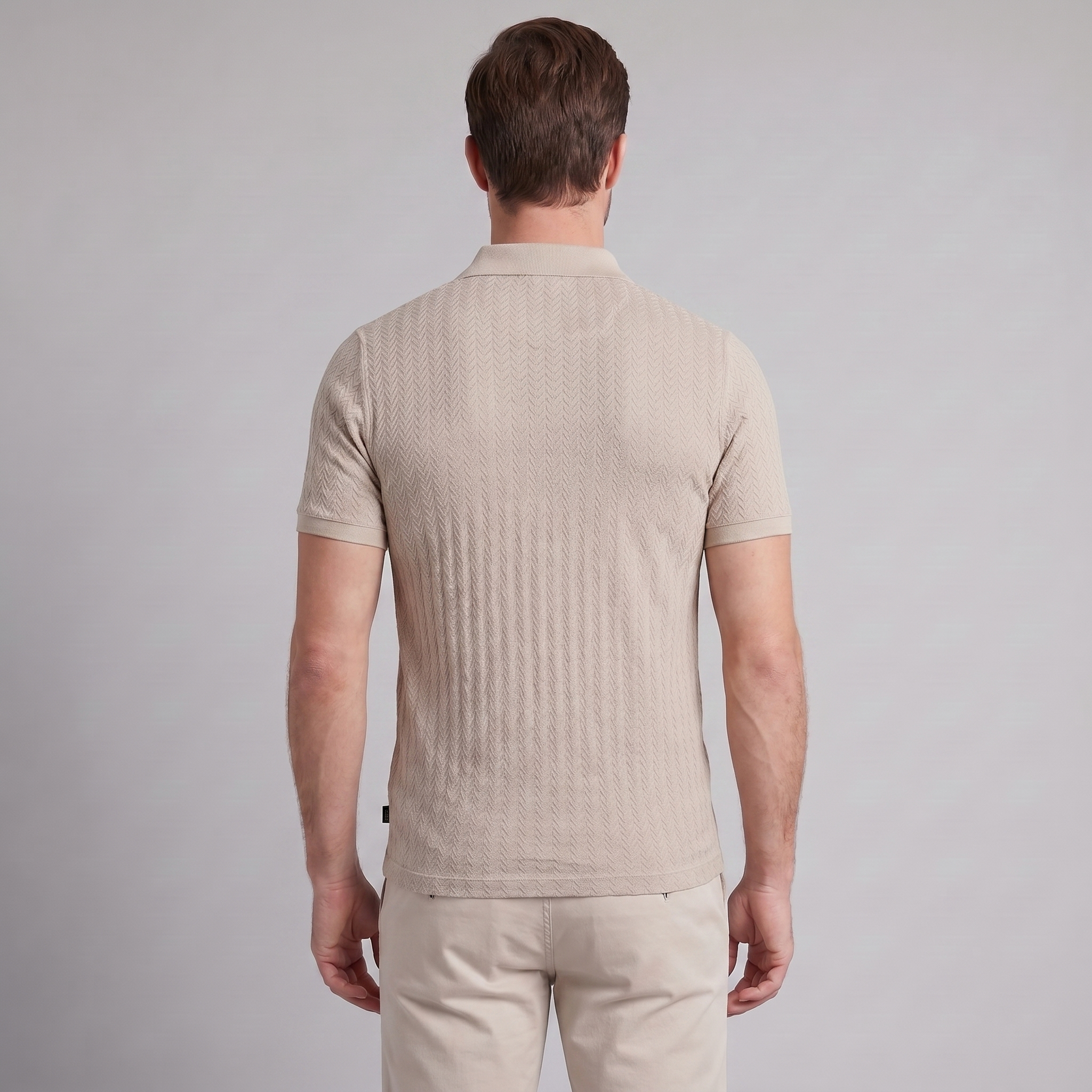 Men's Chevron Knit Polo Shirt - Comfortable Casual Wear for Everyday Style