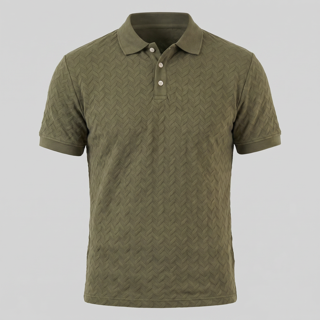 Men's Chevron Knit Polo Shirt - Comfortable Casual Wear for Everyday Style