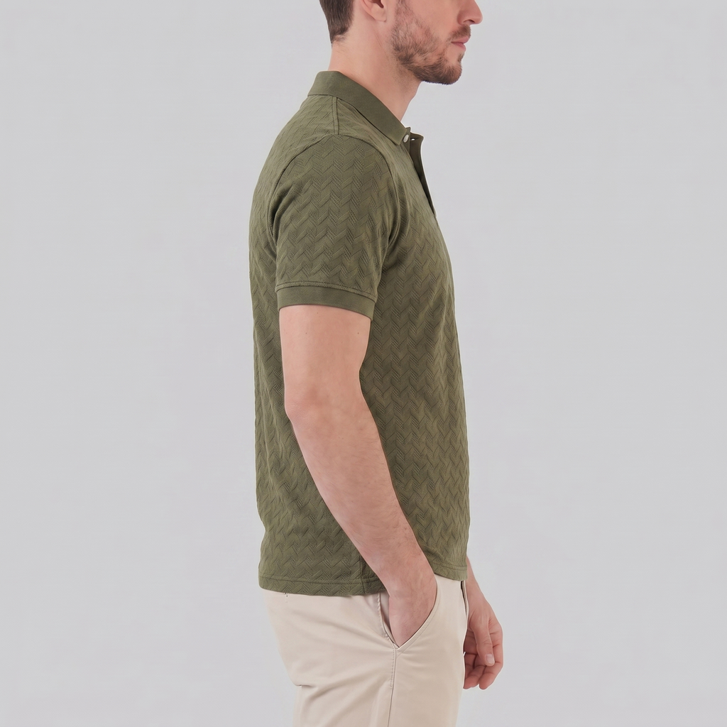 Men's Chevron Knit Polo Shirt - Comfortable Casual Wear for Everyday Style