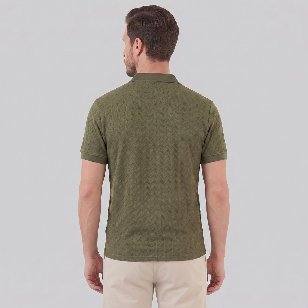 Men's Chevron Knit Polo Shirt - Comfortable Casual Wear for Everyday Style