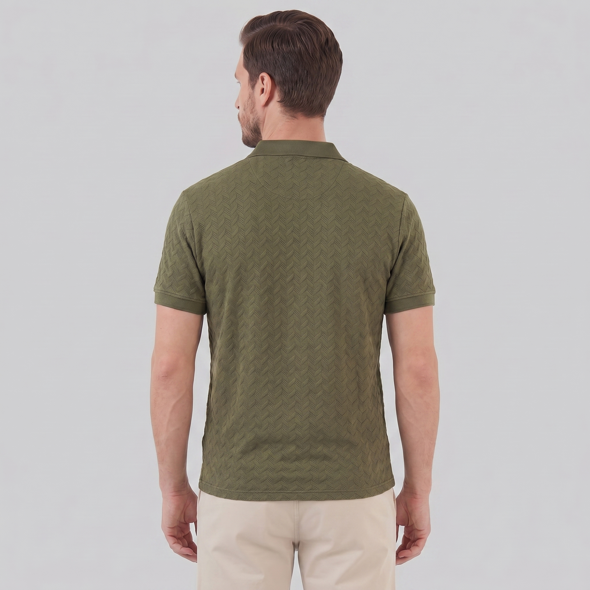 Men's Chevron Knit Polo Shirt - Comfortable Casual Wear for Everyday Style
