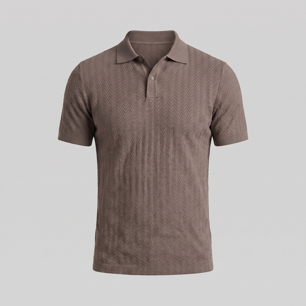 Men's Chevron Knit Polo Shirt - Comfortable Casual Wear for Everyday Style