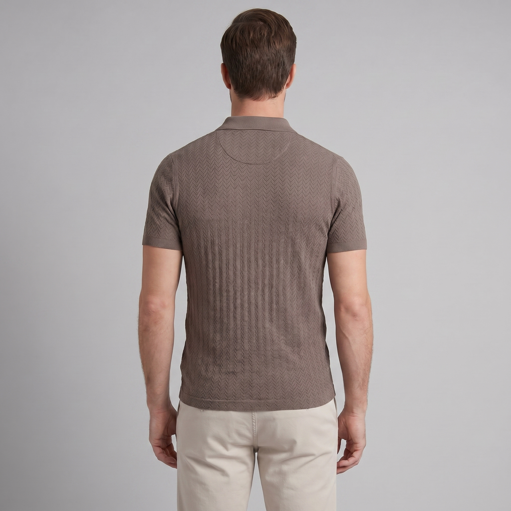 Men's Chevron Knit Polo Shirt - Comfortable Casual Wear for Everyday Style