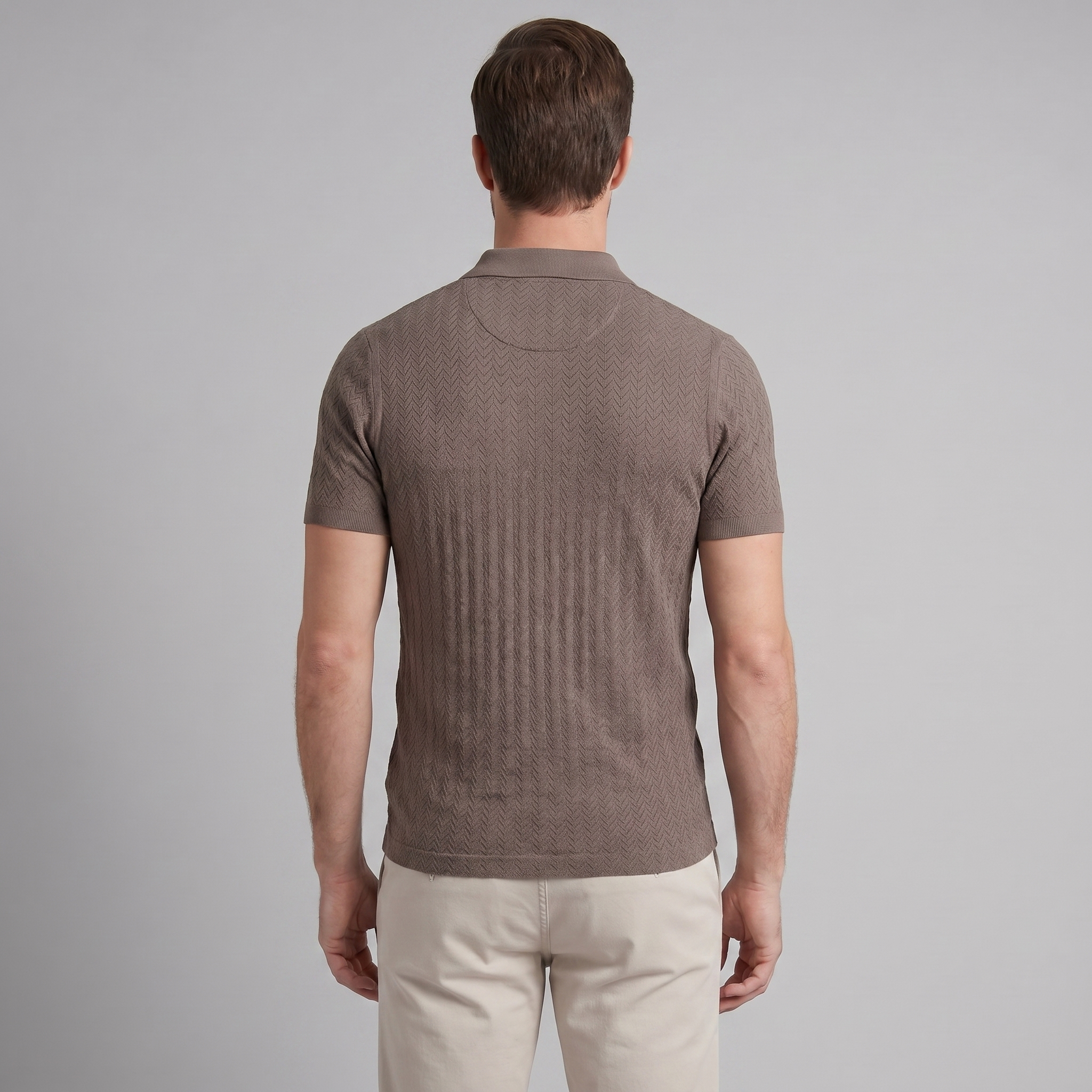 Men's Chevron Knit Polo Shirt - Comfortable Casual Wear for Everyday Style