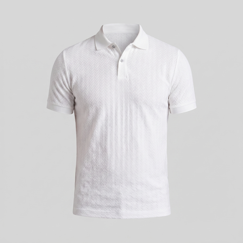 Men's Chevron Knit Polo Shirt - Comfortable Casual Wear for Everyday Style